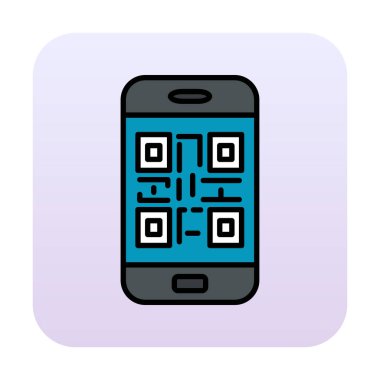 Akıllı telefon ekranındaki qr kodu beyaz arkaplanda izole edilmiş
