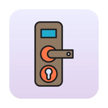 Kapı kolu ve anahtar deliği simgesi, vektör illüstrasyonu 