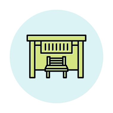 Otobüs Durağı Web simgesi vektör illüstrasyonu