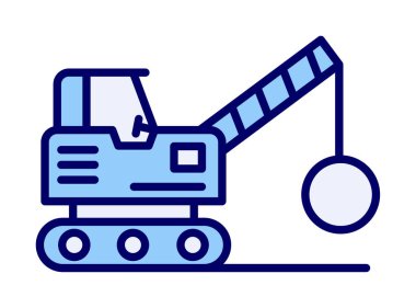 Binanın yıkımı için inşaat aracı. düz vektör illüstrasyonu