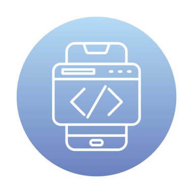 Beyaz arkaplanda akıllı telefon kodlama vektör çizimi