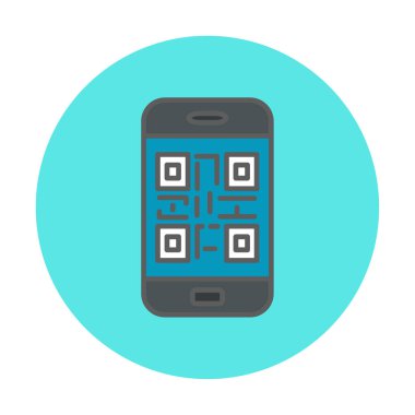 Akıllı telefon ekranındaki qr kodu beyaz arkaplanda izole edilmiş