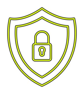 Güvenlik kalkanı düz simgesi, vektör illüstrasyonu 