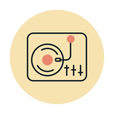 Basit vinil oynatıcı Turntable simgesi, vektör illüstrasyonu