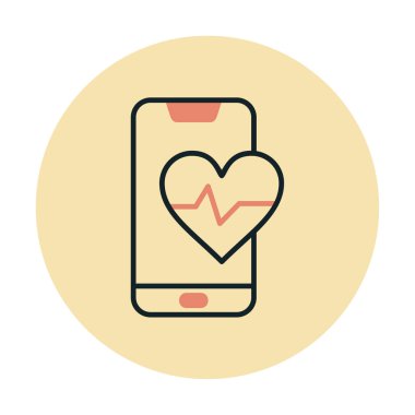 Akıllı telefon ekranında kalp atış hızı sembolü, satır biçimi simgesi, vektör tasarımı 