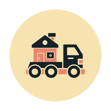 Ev kamyonu teslimatı ikon vektörü. Yer değiştirme servisi. Eve taşın