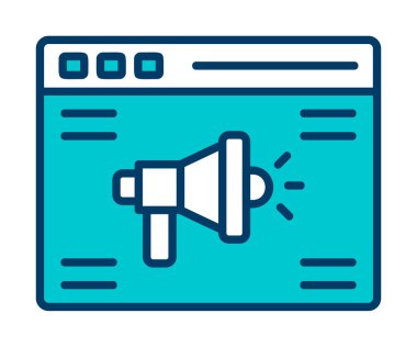 Çevrimiçi Reklam simgesi, vektör illüstrasyonu        