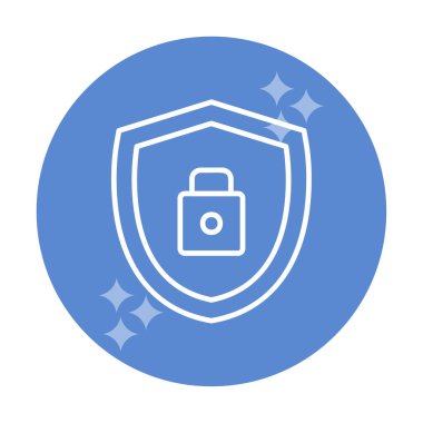 asma kilit simgesi ve vektör illüstrasyonlu kalkan