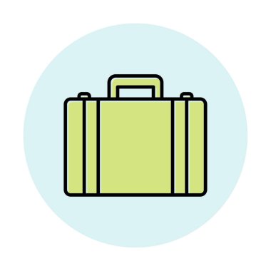 Evrak çantası vektör düz simgesi. İş durumu simgesi, bavul emojisi, vektör illüstrasyonu