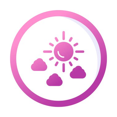 Güneş bulutların simge vektör çizim ile                        