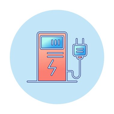 Elektrik Şarj İstasyonu ikon vektör çizimi