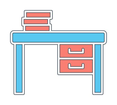 Çalışma masası simgesi, vektör illüstrasyonu basit tasarım