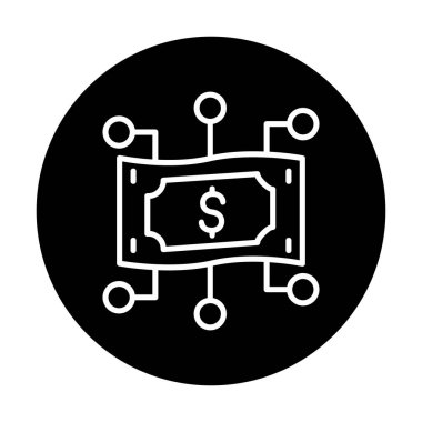 Dolar işareti, vektör illüstrasyonlu dijital para simgesi 