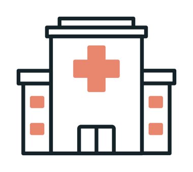 Hastane düz vektör illüstrasyon simgesi