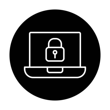Dizüstü bilgisayar ekranına kilitle. Güvenlik kavramı vektör illüstrasyonu