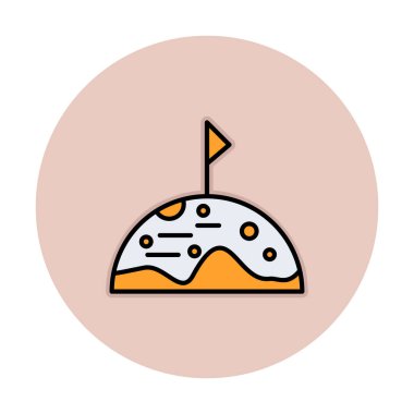 Beyaz arkaplanda bayrak düz simgesi olan ay