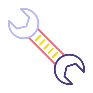 İngiliz anahtarı vektör simgesi, düz biçimli modern iş onarım araçları