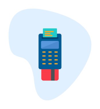 Pos Terminal Düz Simgesi Beyaz Arkaplanda