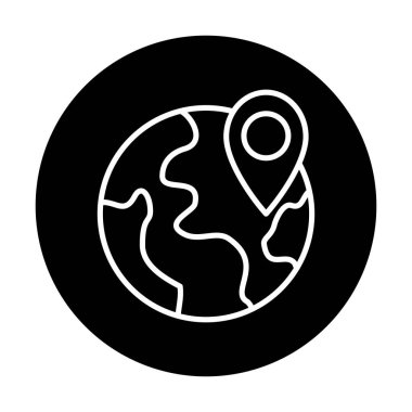 Basit Globe Konum simgesi, vektör illüstrasyonu