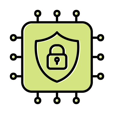 Basit Cpu simgesi, vektör illüstrasyonu