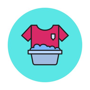 Çamaşır yıkama simgesi, vektör illüstrasyonu