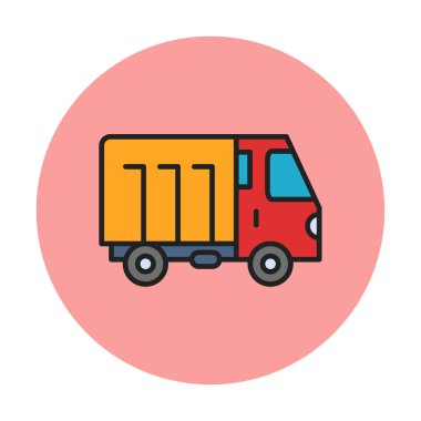 Web ve mobil uygulama tasarımınız için kamyon simgesi vektörü, kargo kamyonu logosu konsepti