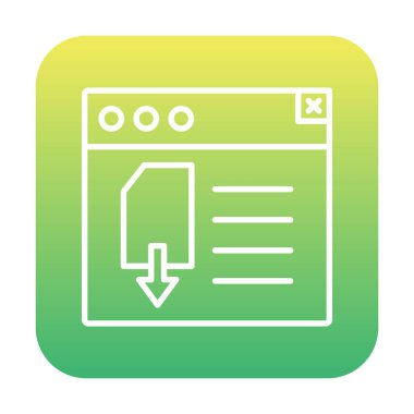 Web sayfası indirme simgesi, tasarım vektörü illüstrasyonu