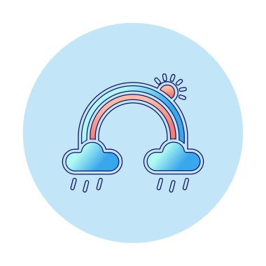 Bulutlu gökkuşağı ve güneş vektörü çizimi