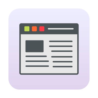 Web sayfası simgesi, vektör illüstrasyonu basit tasarım