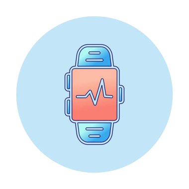 Smartwatch kalp atışı ikonunu gösteriyor. Fitness uygulaması konsepti. Vektör