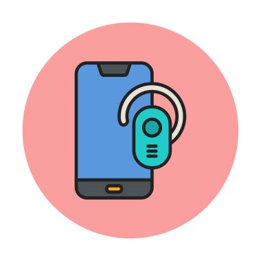 Kulaklık ve akıllı telefon web simgesi, vektör illüstrasyonu