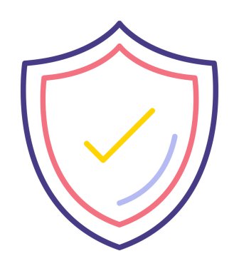 Güvenlik kalkanı simgesi koruma konsepti, vektör illüstrasyonu