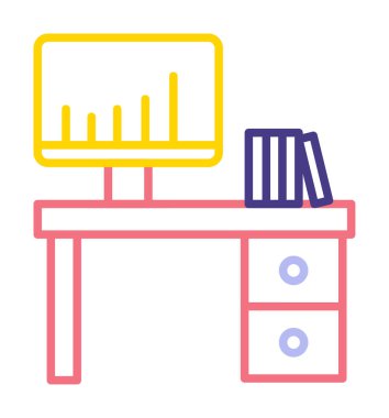 Ofis Masası simgesi. Basit resimleme