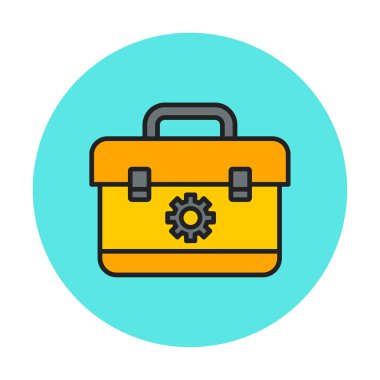 Araç takımı, araç kutusu düz simgesi, vektör illüstrasyonu