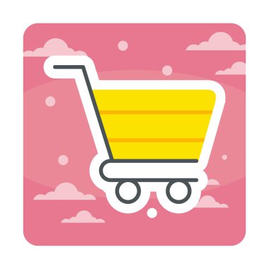 Alışveriş arabası simgesi, vektör çizimi basit tasarım