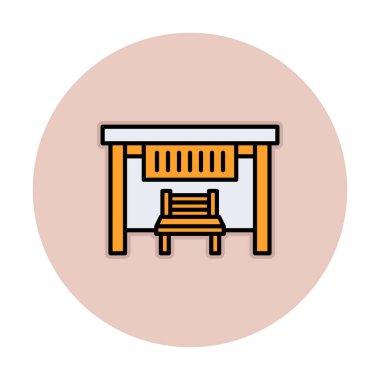 Otobüs Durağı Web simgesi vektör illüstrasyonu