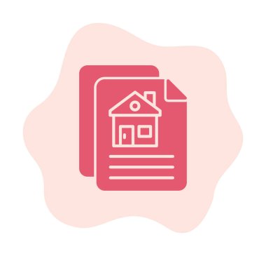 Kağıtların ve ev simgesinin vektör çizimi. İnşaat Sözleşmesi                         