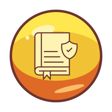 Kitap ve güvenlik kalkanı. Web simgesi basit illüstrasyon 