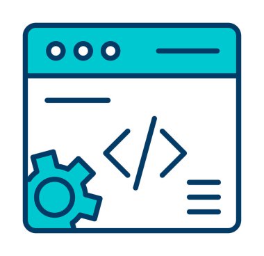 Düz biçimde web geliştirme simgesi. yazılım ve web sitesi sembolleri                           