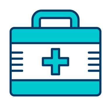 İlk yardım çantası simgesi. Acil durumlar için tıbbi ekipman