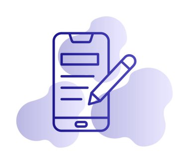 Beyaz arkaplanda not defteri simgesi olan akıllı telefon 