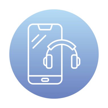 Kulaklık simgesi illüstrasyonlu akıllı telefon