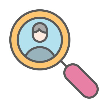 Arama insanları konsepti, büyütme cam ikon çizimi