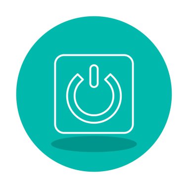 Güç düğmesi simgesi. İnce çizgi çizimi. vektör simgesi beyazda izole edildi