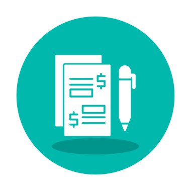 Kalem ikonlu kağıt. Ödenmiş Makaleler konsepti, vektör illüstrasyonu