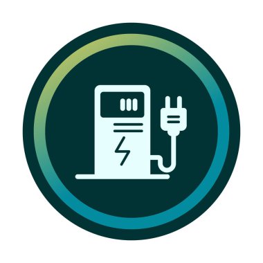 Elektrik Şarj İstasyonu ikon vektör çizimi