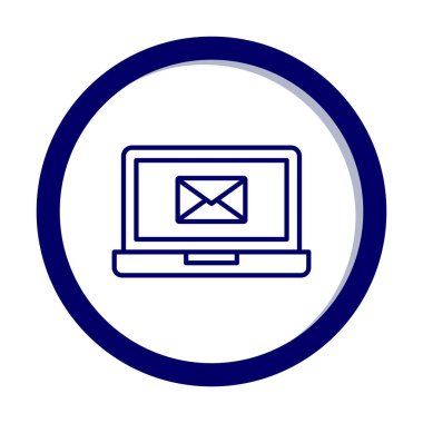 Beyaz arkaplanda dizüstü bilgisayar vektör illüstrasyonunda e- posta