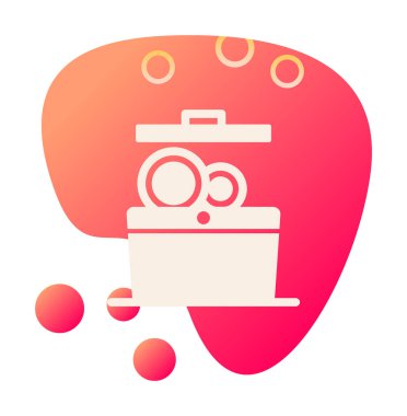 Bulaşık makinesi düz simgesi. Vektör çizim