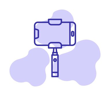 Akıllı telefon web simgesi, vektör illüstrasyonlu selfie çubuğu 