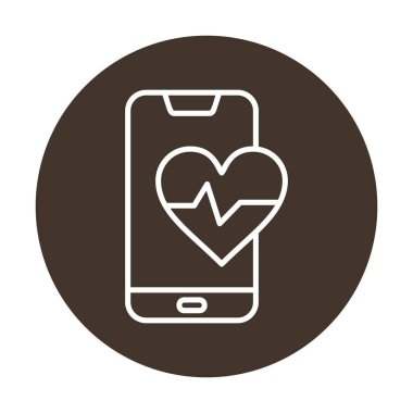 Akıllı telefon ekranında kalp atış hızı sembolü, satır biçimi simgesi, vektör tasarımı 